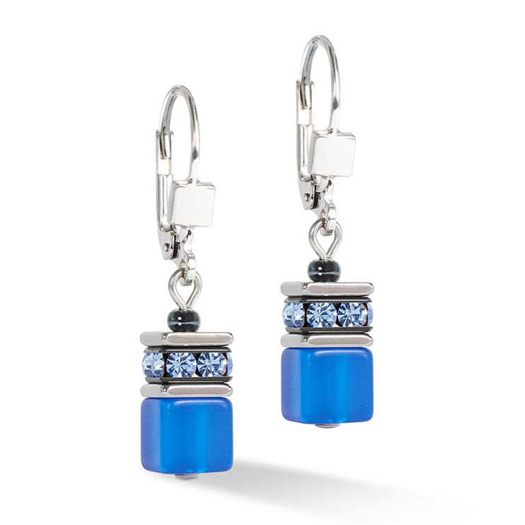 Coeur de Lion GeoCUBE® Lite Blue & Stainless Steel Earrings
